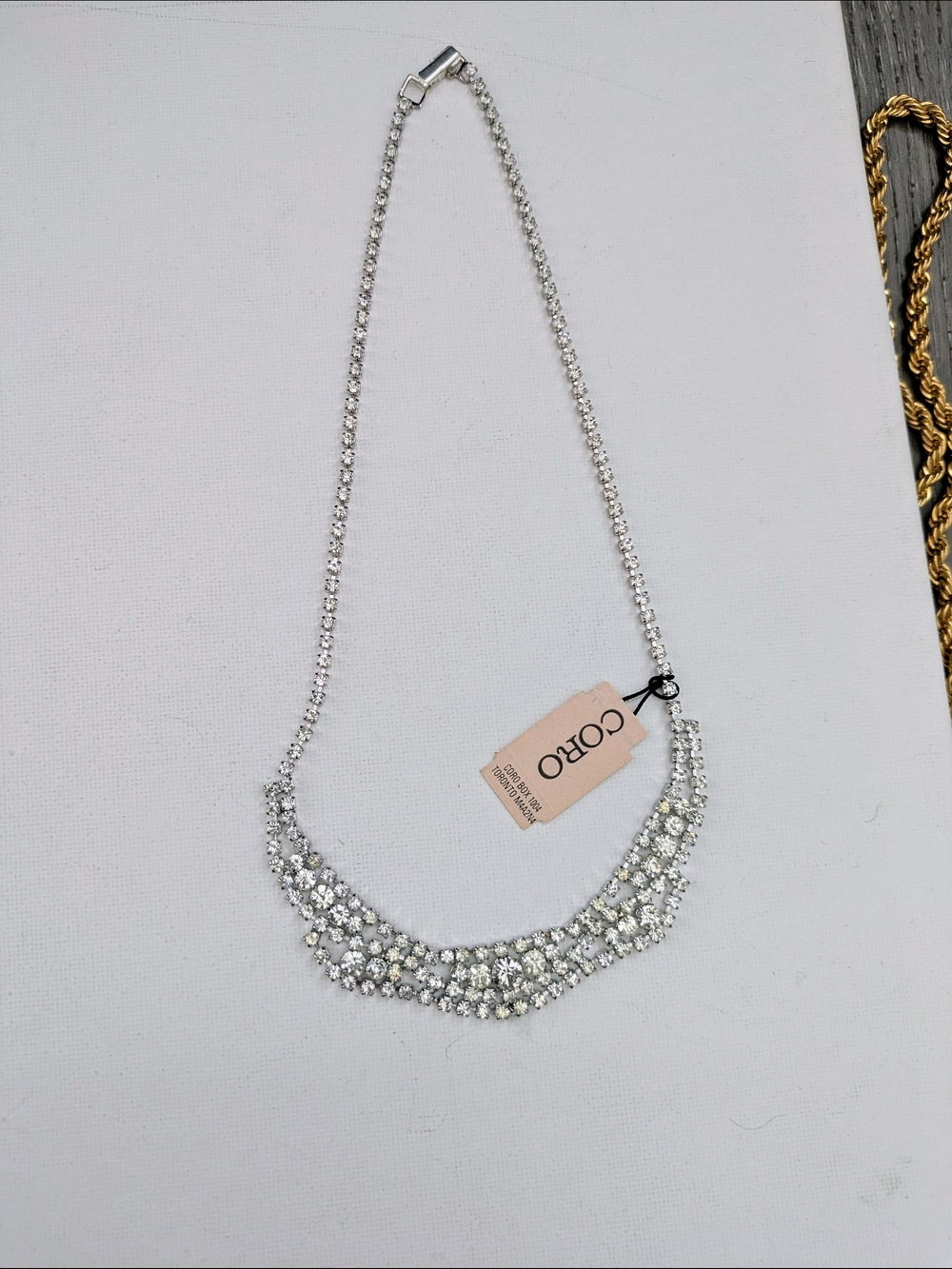 Coro Silver-Tone Triple Row European Crystal Necklace - Picture 5 of 5